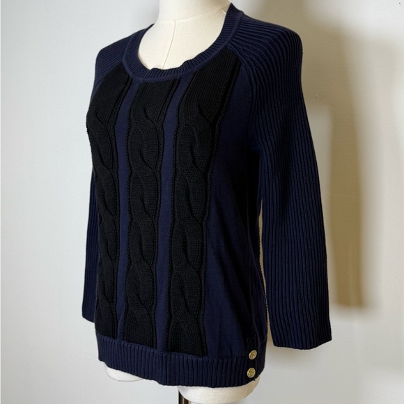 Banana Republic Black And Blue Cable Knit Sweater Cotton Women’s Size Small - Picture 1 of 8